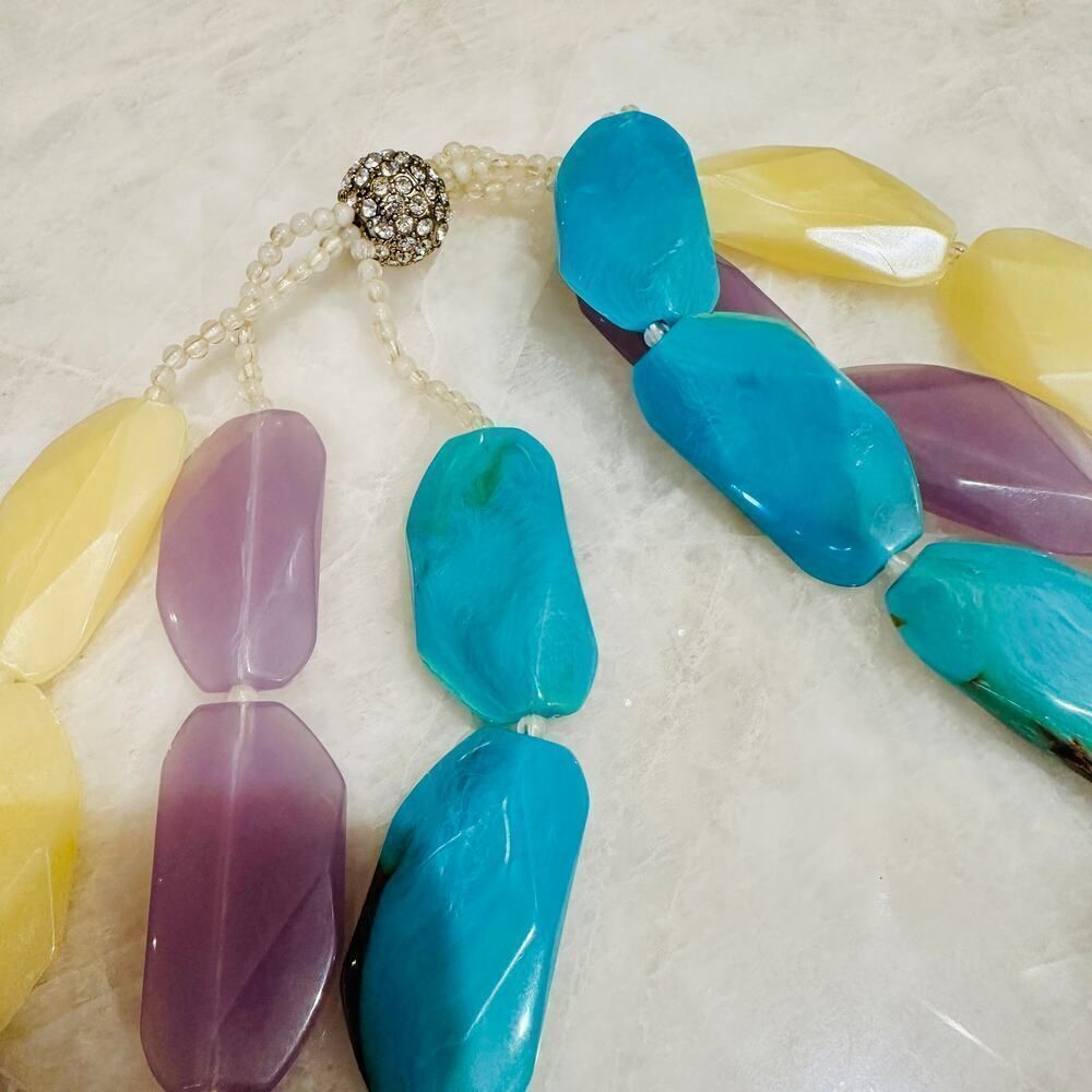 Talbots Multi-Strand Faceted Resin Statement Necklace – Pastel & Earth Tones - Picture 3 of 7